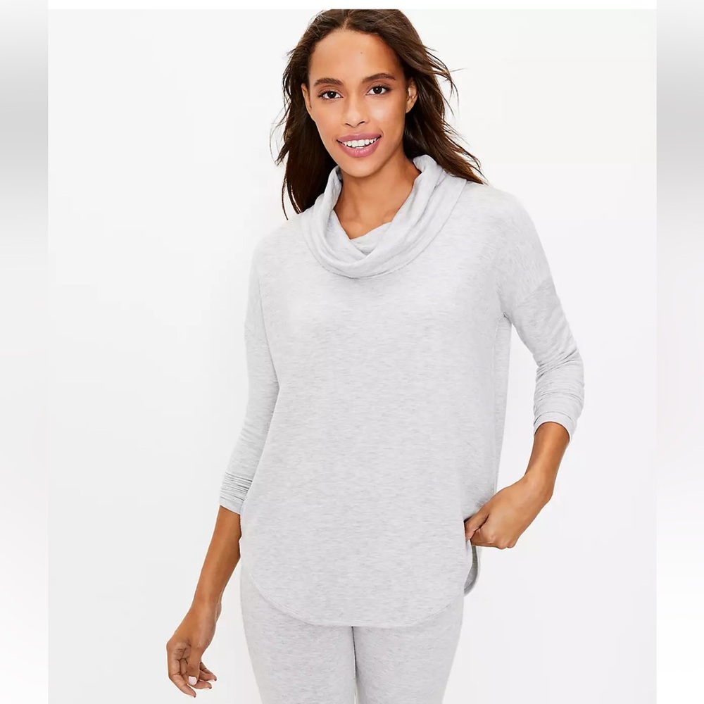 Lou & Grey Signaturesoft Cowl Top Heathered Grey M Medium - Picture 1 of 7